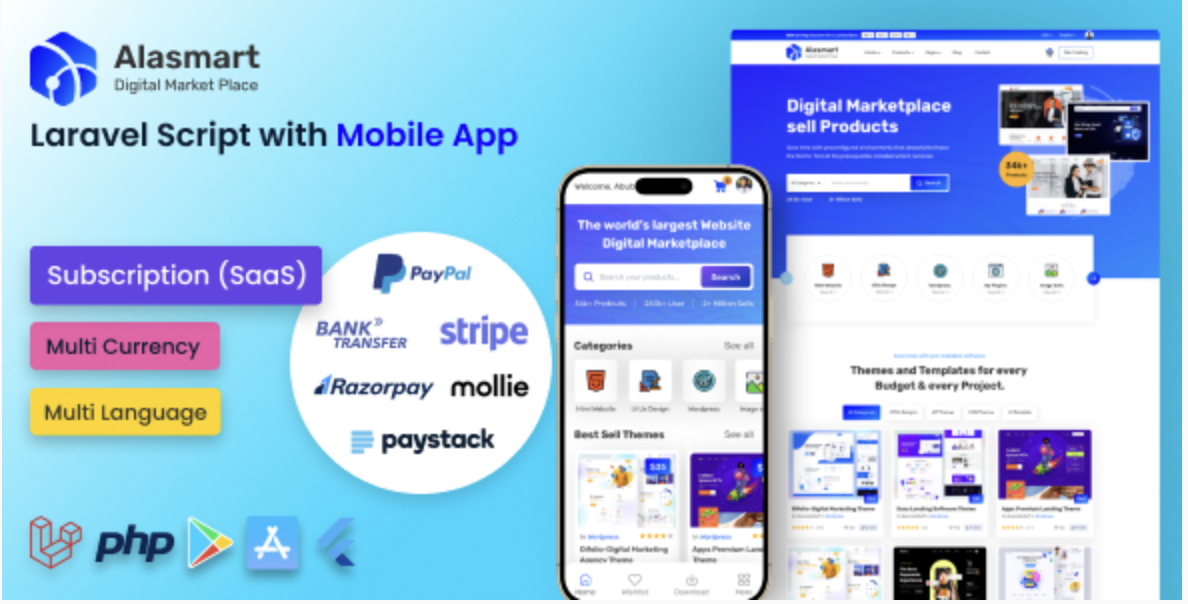 Alasmart - Digital Product Download Marketplace Laravel Script - CodeMinta