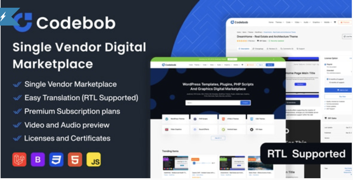 Codebob - Single-Vendor Digital Marketplace