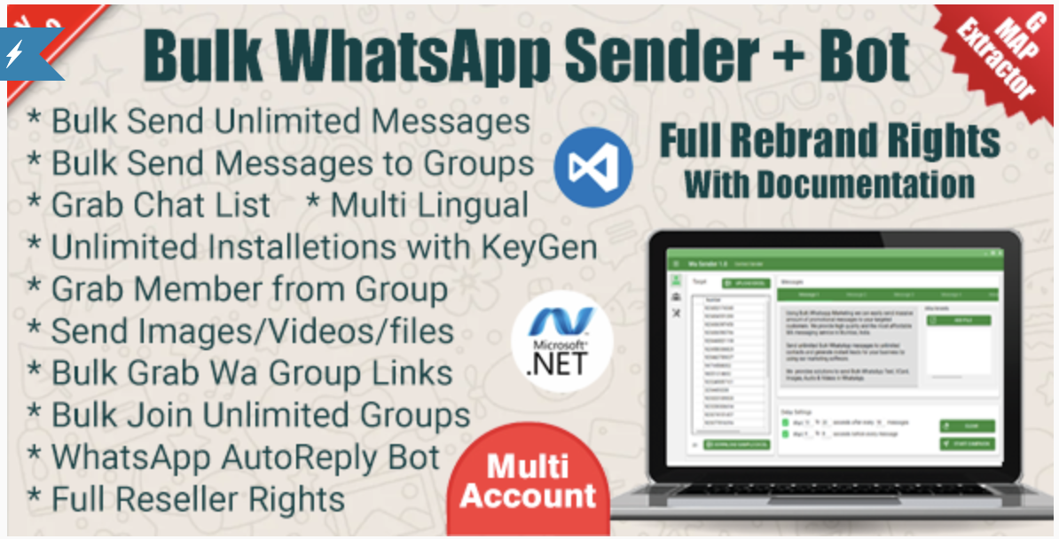 WaSender Bulk WhatsApp Sender + Group Sender + WhatsApp Auto Reply Bot (V3.5.0)