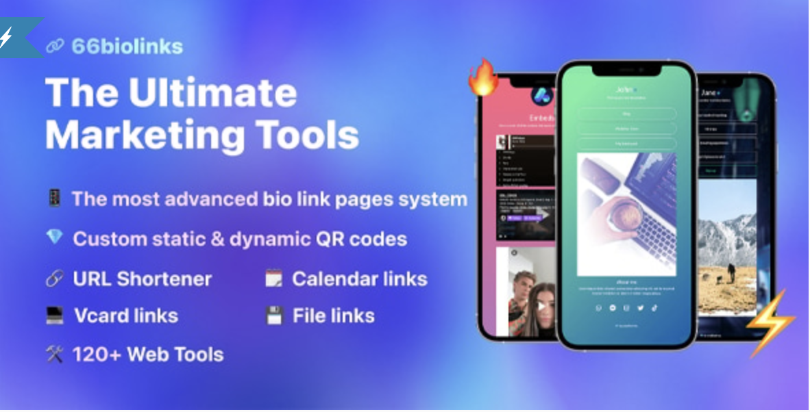 66biolinks - Bio Links, URL Shortener, QR Codes & Web Tools (SAAS)