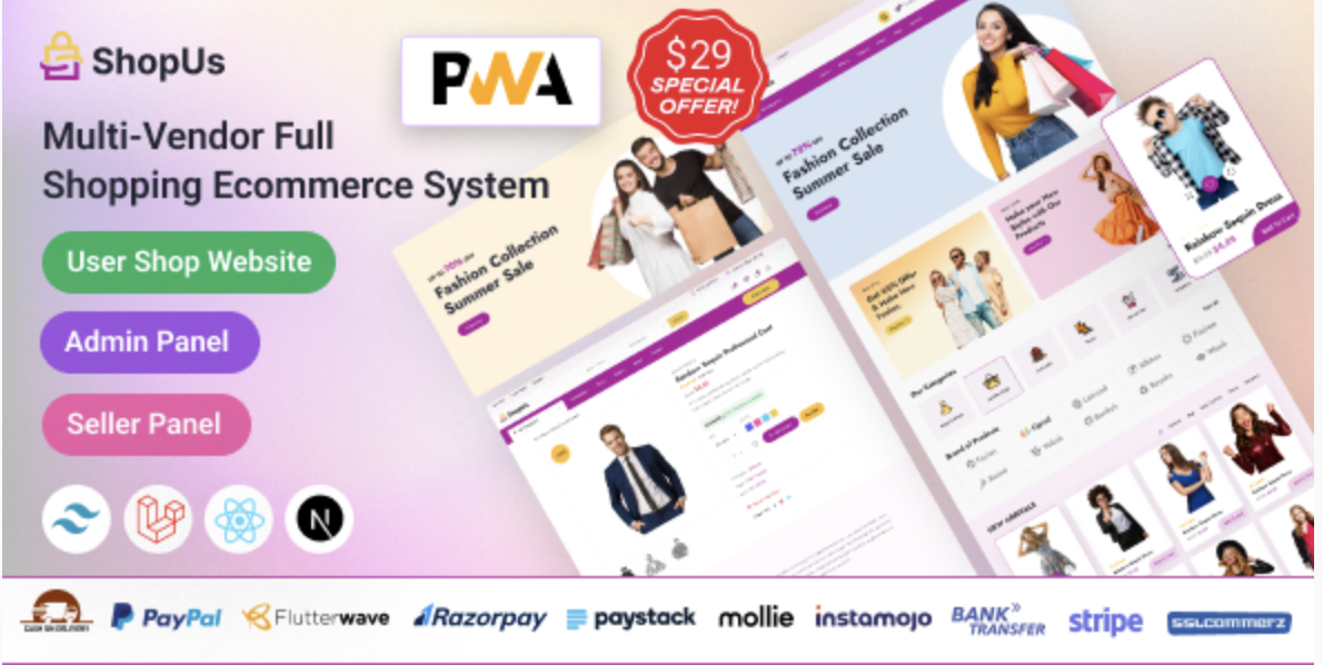 ShopUs - Laravel Multivendor Fashion eCommerce Website