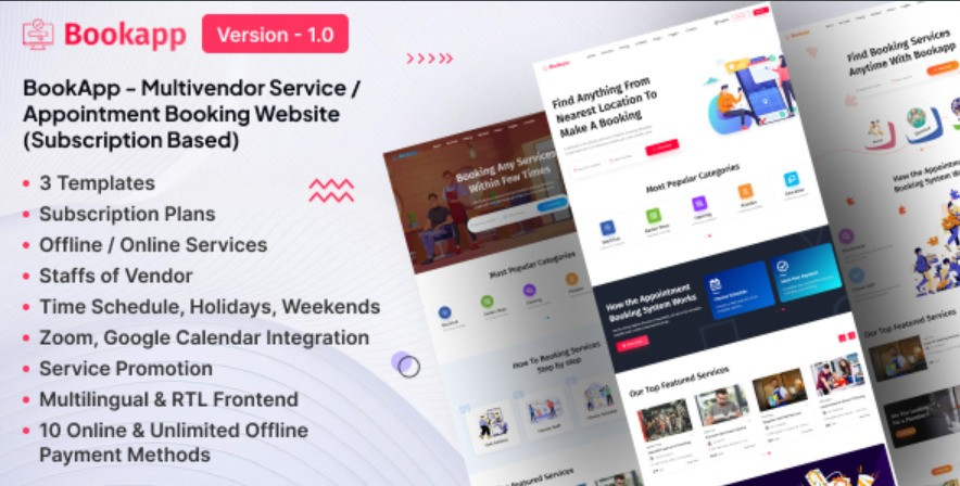 Bookapp - Multivendor Service / Appointment Booking Laravel Website (Subscription Based)